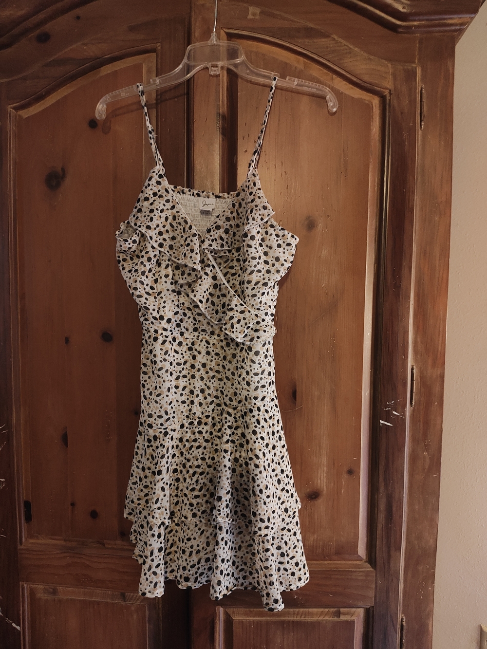Ruffled Polka Dot Mini Dress in White and Black